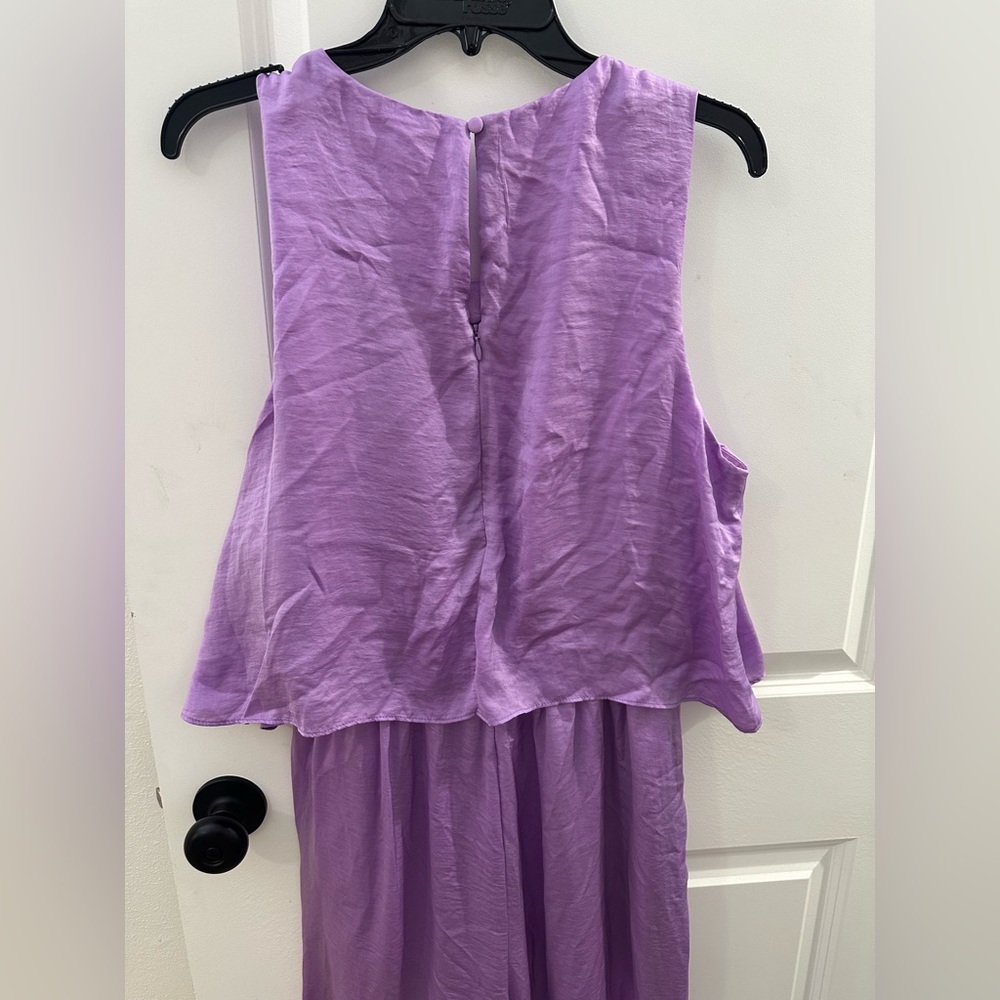 Entro Purple Wide Leg Jumpsuit Sleeveless Flowy Stretchy Size Large EUC - Picture 3 of 4